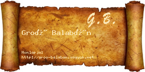 Groó Balabán névjegykártya